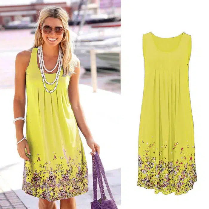 Dresses - Γυναικείο Αμάνικο Floral Φόρεμα - Γυναικεία μόδα σε εξαιρετικές τιμές! - Minx.gr🥇