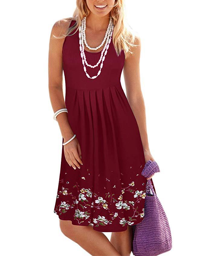 Dresses - Γυναικείο Αμάνικο Floral Φόρεμα - Γυναικεία μόδα σε εξαιρετικές τιμές! - Minx.gr🥇