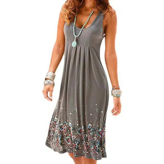 Dresses - Γυναικείο Αμάνικο Floral Φόρεμα - Γυναικεία μόδα σε εξαιρετικές τιμές! - Minx.gr🥇