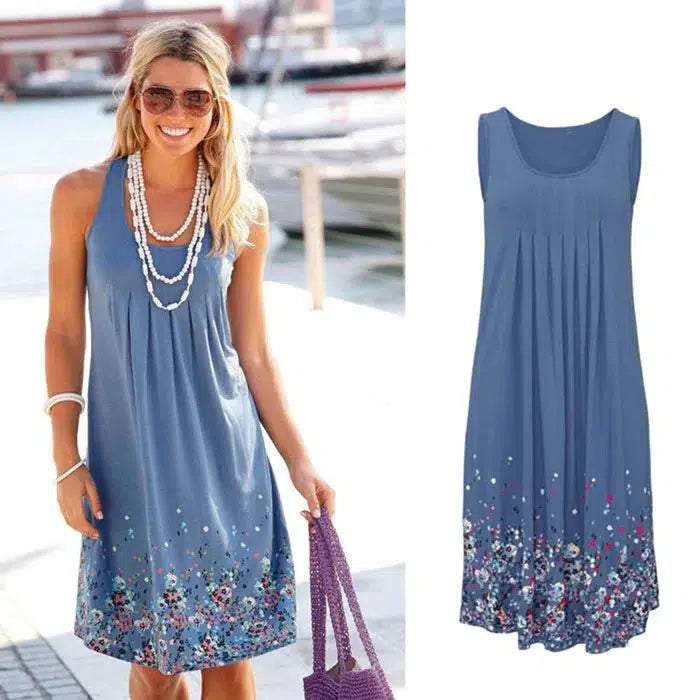 Dresses - Γυναικείο Αμάνικο Floral Φόρεμα - Γυναικεία μόδα σε εξαιρετικές τιμές! - Minx.gr🥇