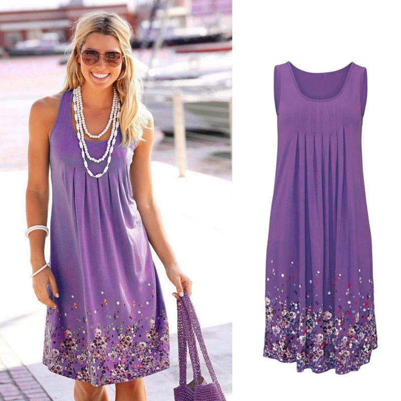 Dresses - Γυναικείο Αμάνικο Floral Φόρεμα - Γυναικεία μόδα σε εξαιρετικές τιμές! - Minx.gr🥇